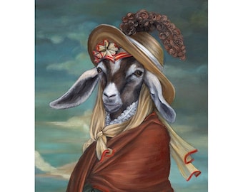 Nanny Goat Canvas Prints, Mrs. Beekman, Goat Decor, Barnyard Royalty