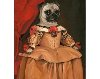 Pug Canvas Wall Print: Nursery Dog Art Decor for Girls 8x10 and Larger, Midge
