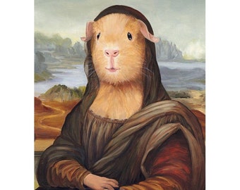 Guinea Pig Prints, Mona Lisa Guinea Pig Art, Animals in Clothes