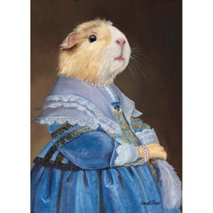 Guinea Pig Wall Art, Prints, Guinea Pig Design, Cavy, Cute Guinea Pig, Guinea Pig in a Blue Dress