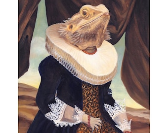 Mrs. Spike Bearded Dragon Art Print – Lizard Wall Decor, Reptile Lover Gift
