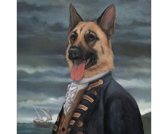 German Shepherd Canvas Print, Admiral George Shepherd, Nautical Dog, GSD