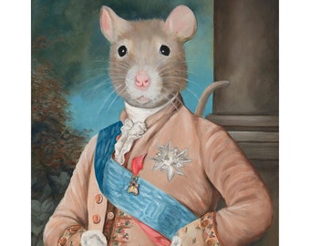 Pet Rat Prints, Sir Walter Ratleigh Vintage Rat Art, Rat in Costume