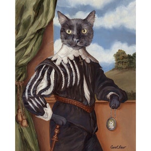 Cat Gifts for Women, Canvas Prints, Funny Cat Wall Art, New Cat Gift, Black Renaissance Cat
