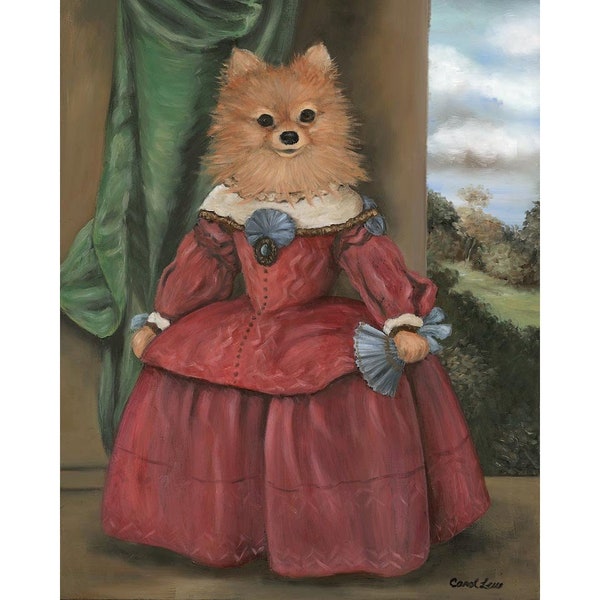 Lady Pom Pom Canvas Prints Pomeranian Art, Dog Art, Pom Lover Gift