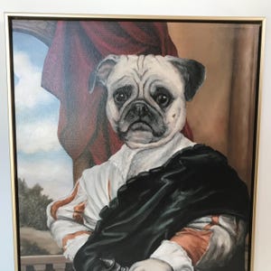 Pug Wall Art Framed Print, Pug Lover Art, Whimsical Pug Print, &quot;Pug With Sword&quot;, LOW PRICE, Only One