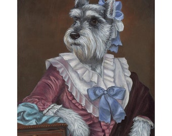 Whimsical Schnauzer Portrait Print: Miss Sydney, Elegant Pet Wall Art