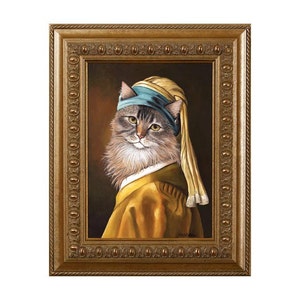 Cat Lady Gift Ideas, Cat Fridge Magnets, Cat With A Pearl Earring, Best Cat Lover Gift image 1