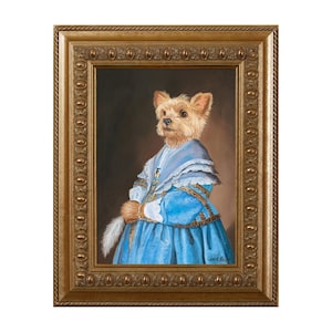 Yorkie, aimant de réfrigérateur mignon, cadeaux Yorkie, décoration Yorkie, maman Yorkie, « Yorkie dans une robe bleue »