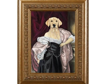 Dog Magnet, Lab in a Black Dress, Labrador Retriever, Yellow  Lab,  Refrigerator Magnet