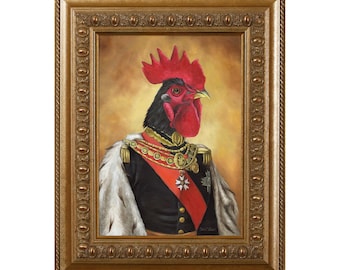 Rooster Art Magnet: Aristocratic Animal Lover Gift