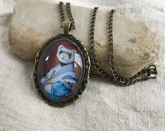 Ferret Pendant, Ferret Ornament, Pendant necklace, Ferret Necklace, Ferret Gifts, Lady Ferret