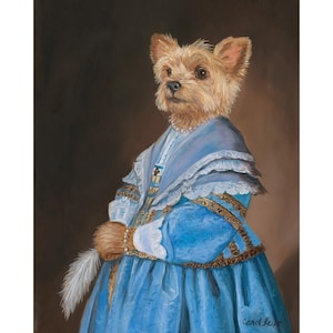 Yorkie, Yorkie Print, Yorkshire Terrier, Yorkie Gifts, Yorkie In A Blue Dress