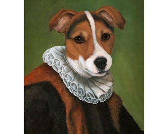 Jack Russell, Dog Portrait Print, Dogs In Clothes Wall Art, Anthropomorphic Dog