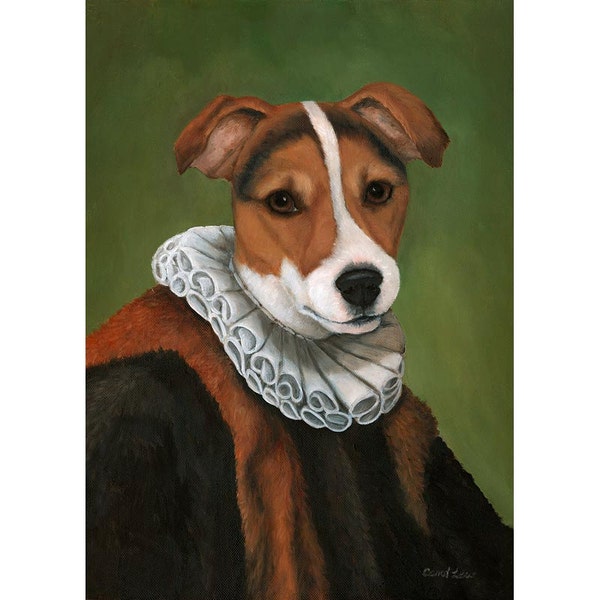 Jack Russell, Dog Portrait Print, Dogs In Clothes Wall Art, Anthropomorphic Dog