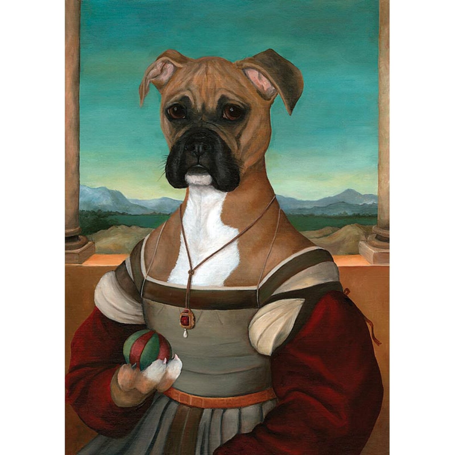 Boxer Dog Canvas Prints Dogs in Clothes Art Dog Portrait Etsy