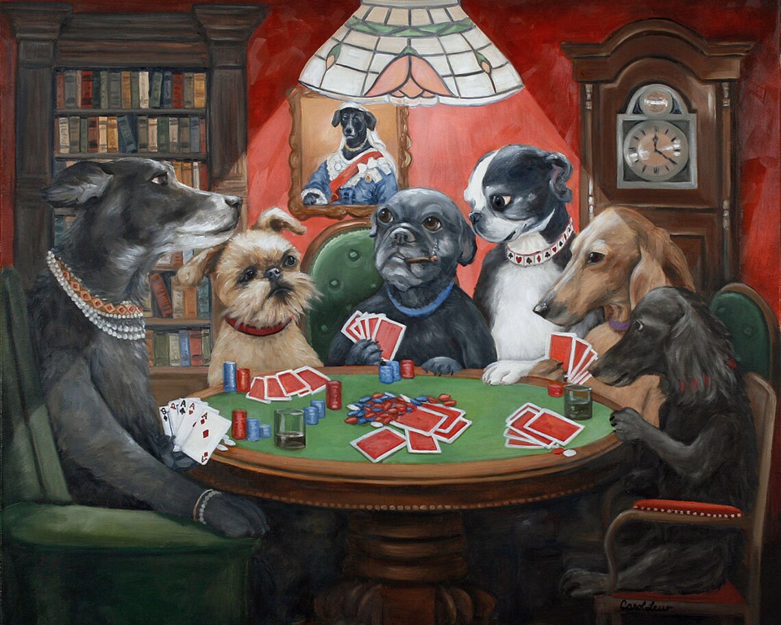 Hunde spielen Poker Drucke Hunde spielen Karten Vintage Hund Etsy