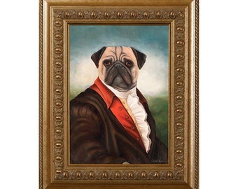 Pug Dog Magnet, Thaddius, Refrigerator Magnet Pug in Clothes