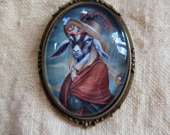 Whimsical Nanny Goat Brooch, Goat Lover Lapel Pin, Animal Jewelry, Pet Lover Gift, Mrs. Beekman Nanny Goat
