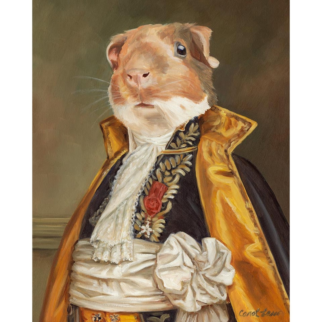 Guinea Pig Count Canvas Print: Funny Pet Portrait Art