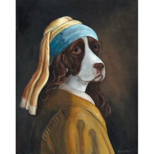 Spaniel, Prints, Springer, Dog Mom Gift, Dog Owner Gift, Gift for Dog Owner, Spaniel With A Pearl Earring