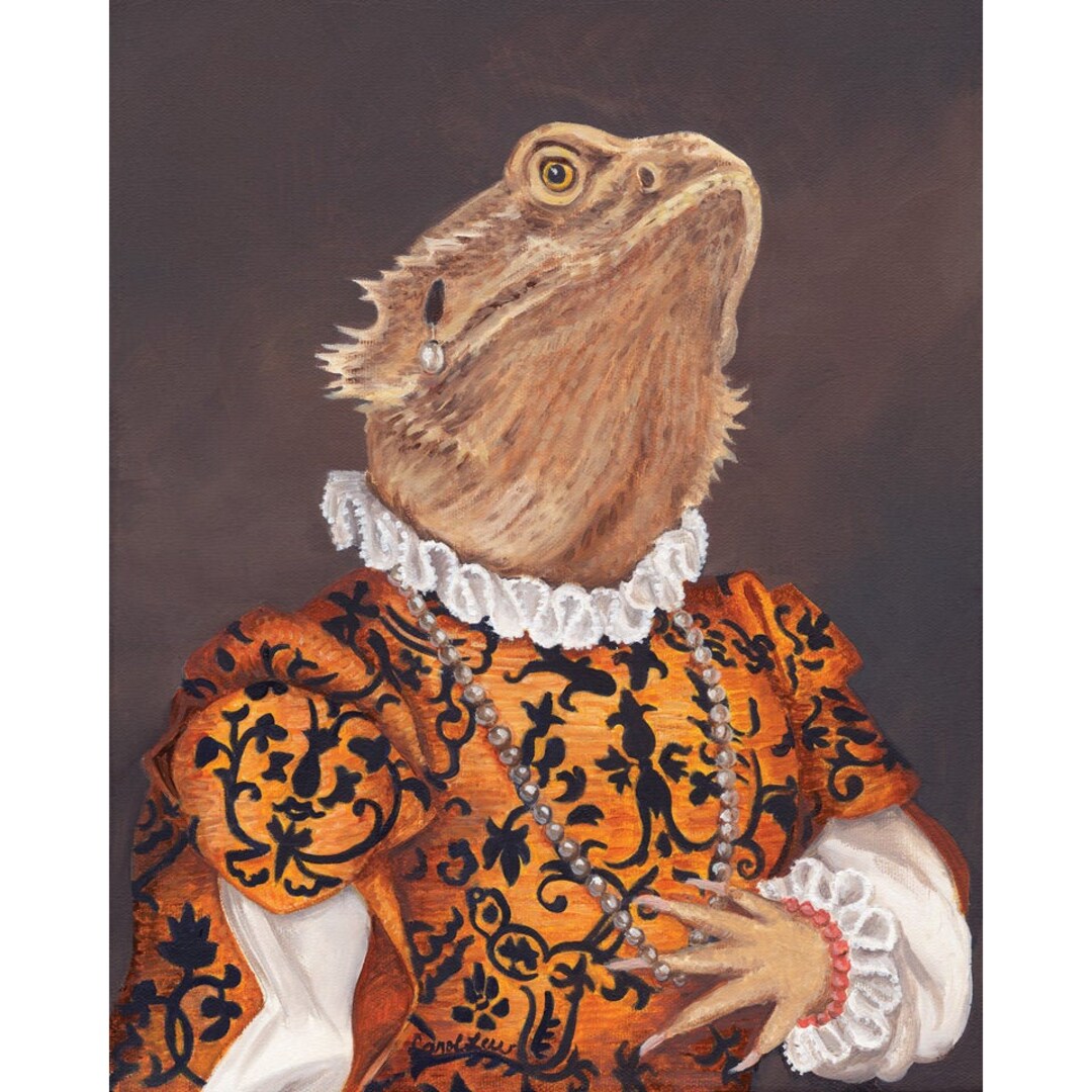 Empress Josephine Bearded Dragon Art Print: Reptile Canvas Wall Decor ...