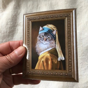 Cat Lady Gift Ideas, Cat Fridge Magnets, Cat With A Pearl Earring, Best Cat Lover Gift image 2