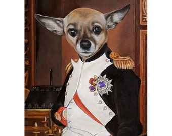 Napoleon Chihuahua  5x7 Print, Dog Art Print, Napoleon Dog, Chihuahua Clothes