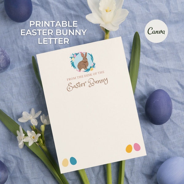 Editable Letter From Easter Bunny | Printable Easter Bunny Letter | Instant Download|  Printable Template | Canva Template