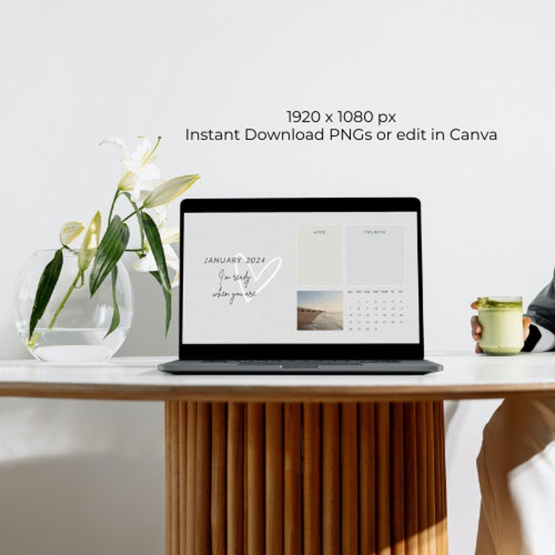 EDITABLE January 2025 Desktop Wallpaper, 2025 Calendar Organizer