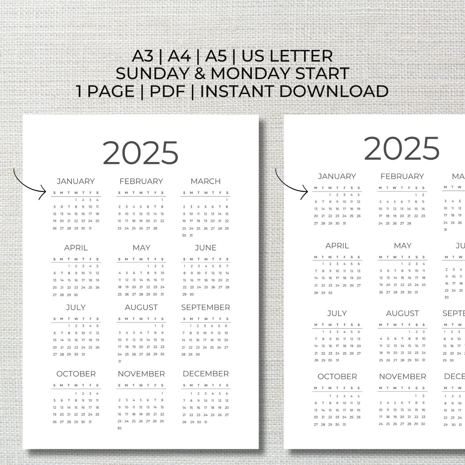 A4 YEARLY CALENDAR 2025 PRINTABLE PDF FREE DOWNLOAD visual data 6