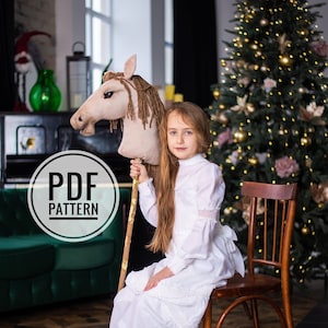 PDF easy sewing pattern, stick Horse,  Hobby horse tutorial, Plush toy country stile, Rustic decor doll, Primitive kids room decor, gift