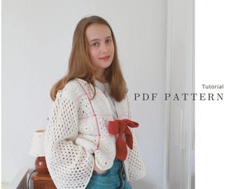 Cozy Crochet Pattern Boho Cardigan - PDF Digital Download, Spring & Summer Cowgirl Look, Western Moto Chic, DIY gift for a teenager
