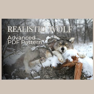 Patrón de costura de lobo realista en PDF: Tutorial de peluche grande de 75 cm con videotutorial