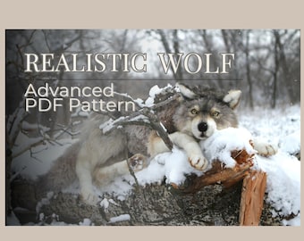 Realistic Wolf Sewing Pattern PDF – Large 75cm Plush Toy Tutorial with Video Course