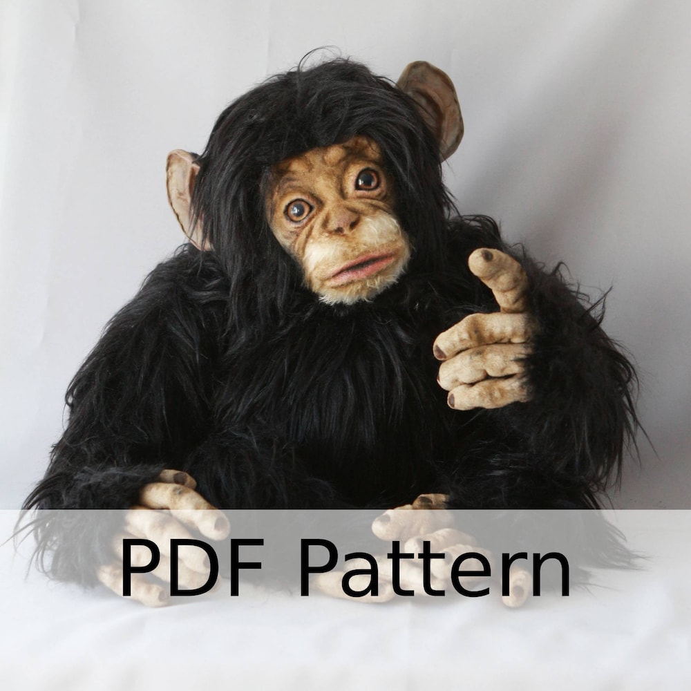 Pdf Pattern Shimpanzee Soft Toy, Diy Teddy Bear, Stuffed Animal Plush, Decorative Monkey, Tutorial Art Toy, Christmas Gift Toy, Ooak