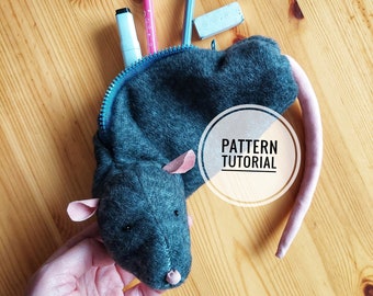 Rat Pencil Case Sewing Pattern: DIY Stuffed Mouse Tutorial (PDF Pattern)