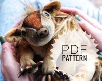 Armadillo PDF pattern, dinosaur, stuffed sewing animal, doll making kit, unique holiday gift, home decor diy, wedding gift diy