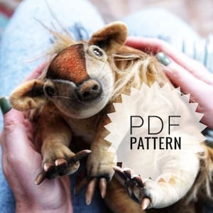 Gürteltier PDF Nähanleitung, Dinosaurier zum nähen, Stofftier nähen, Puppen nähset, Unikat Geschenk, Weihnachtsgeschenk, hässliches Spielzeug, 100% Handarbeit