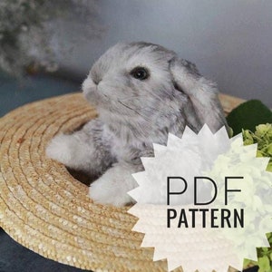 Bunny sewing plushie PDF pattern, realistic teddy rabbit doll, hare toy making tutorial, stuffed soft plush animal, hobby gift, mom gift diy