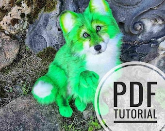 Modèle pdf animal en peluche FOX, artisanat d'Halloween, fabrication de poupées, cadeau d'amant de renard vert, jouet d'anime en peluche, bricolage d'ours en peluche, tutorail kitsuni