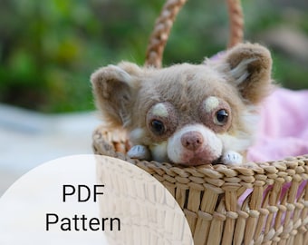 Stuffed dog animal pdf pattern, teddy bear tutorial, doll making, chihuahua DIY toy, Wedding gift, sewing hobby, Cadeau fait main, baptism
