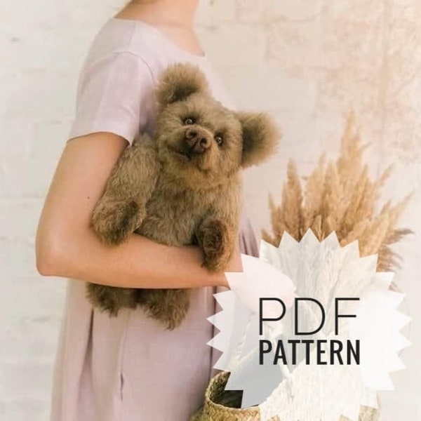 Teddy bear pdf pattern, retirement hobby, stuffed woodland animal, sewing toy, first bear, diy toy gift, baby room, Blueprints toy, OOAK toy