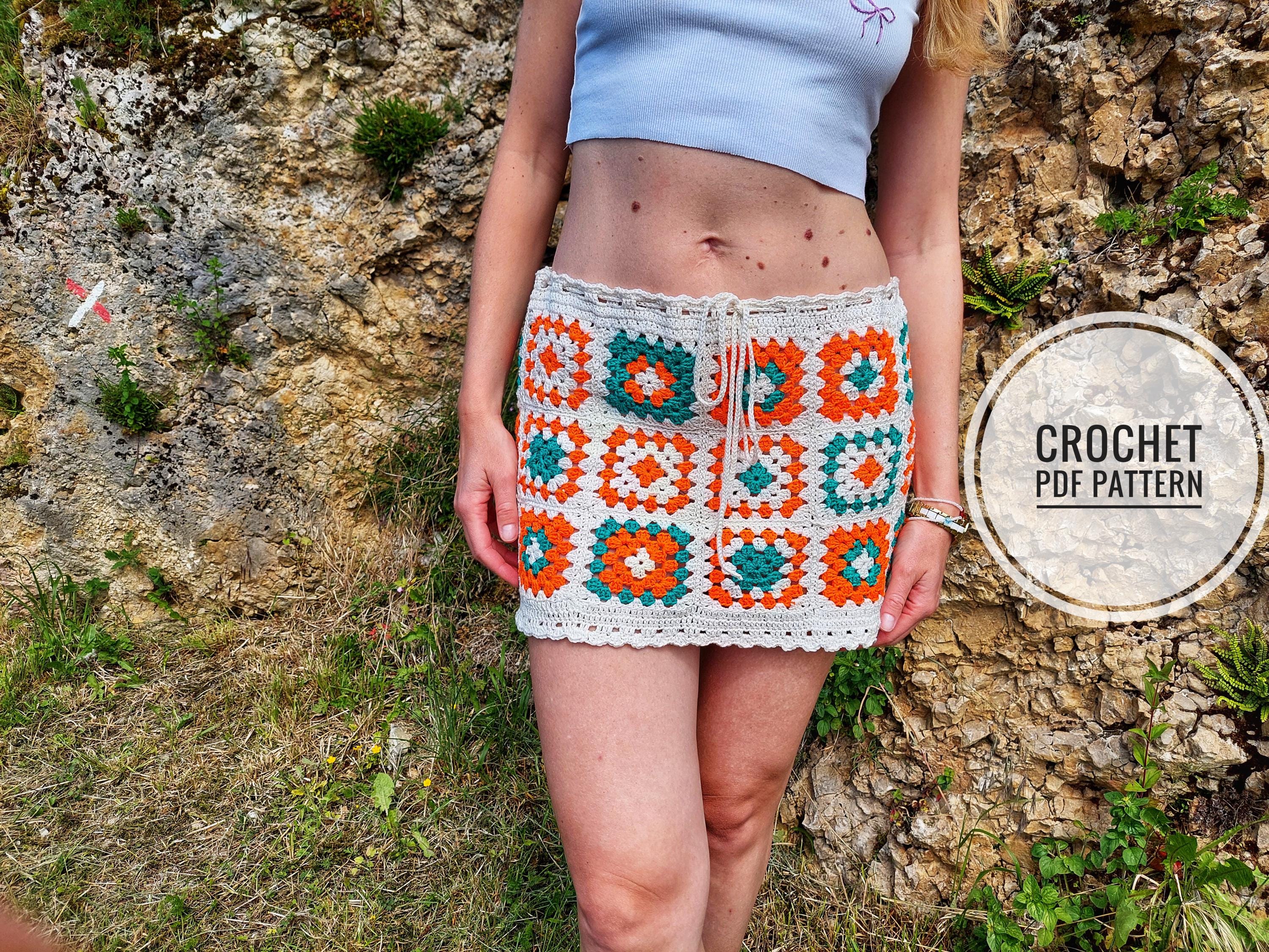 Boho Crochet Granny Square Skirt Pattern – PDF Download for Women Spring & Summer girl Look, Woman country clothes, DIY Crochet