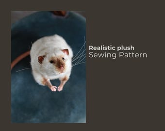 Realistisch pluche rat-naaipatroon pdf – zelfstudie knuffeldier 25 cm