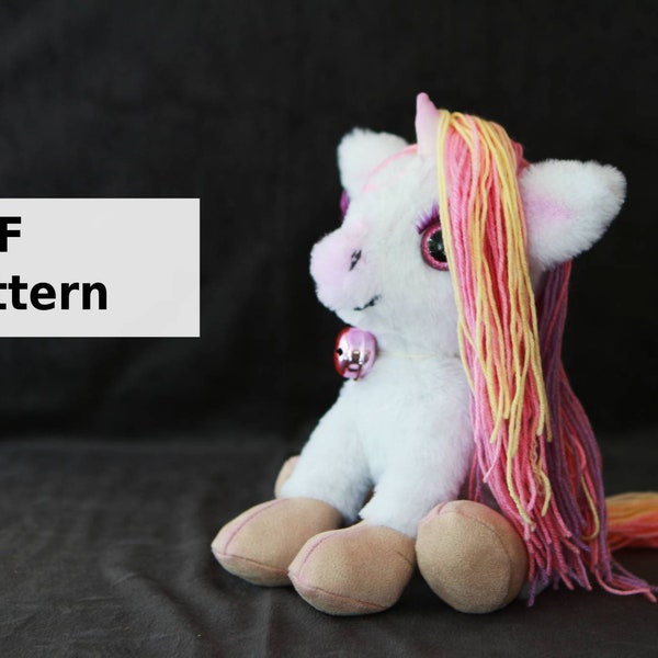 Memory bear pattern, stuffed rainbow Unicorn PDF pattern, pony sewing plush, amigurumi tutorial, weighted stuffed animal, Cadeau fait main