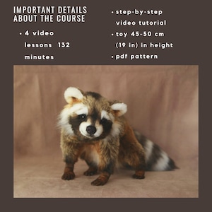 Stuffed Raccoon PDF Pattern - Unique Holiday DIY Teddy Bear Toy Tutorial Easter decor, Birthday gift, Plushie tutorial, doll sewing, craft
