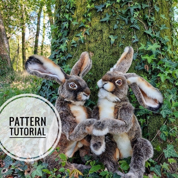 Plush rabbit toy pdf pattern, stuffed bunny plush, sewing toy tutorial, for beginners, cadeau fait main, Easter gift decor, do it yourself