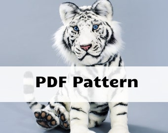 Wedding gift diy PDF pattern, Stuffed animal pattern PDF Tiger Cub, toy making, sewing tiger, plush toy, teddy bear pattern, Baptism decor