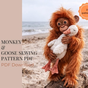 Meme Baby Affe & Gans Plüsch Schnittmuster PDF | Stofftier Muster | DIY Plüschtier | Sofort Download